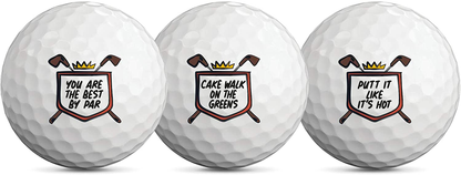 Happy Birthday Novelty Golf Ball 3 Pack - Golf Gifts for Men & Women - Party Decorations - Boss & Coworkers - Mom & Dad - Universal for All Birthdays - 40th - 50th - 60th - 70th - Includes HQ Sleeve