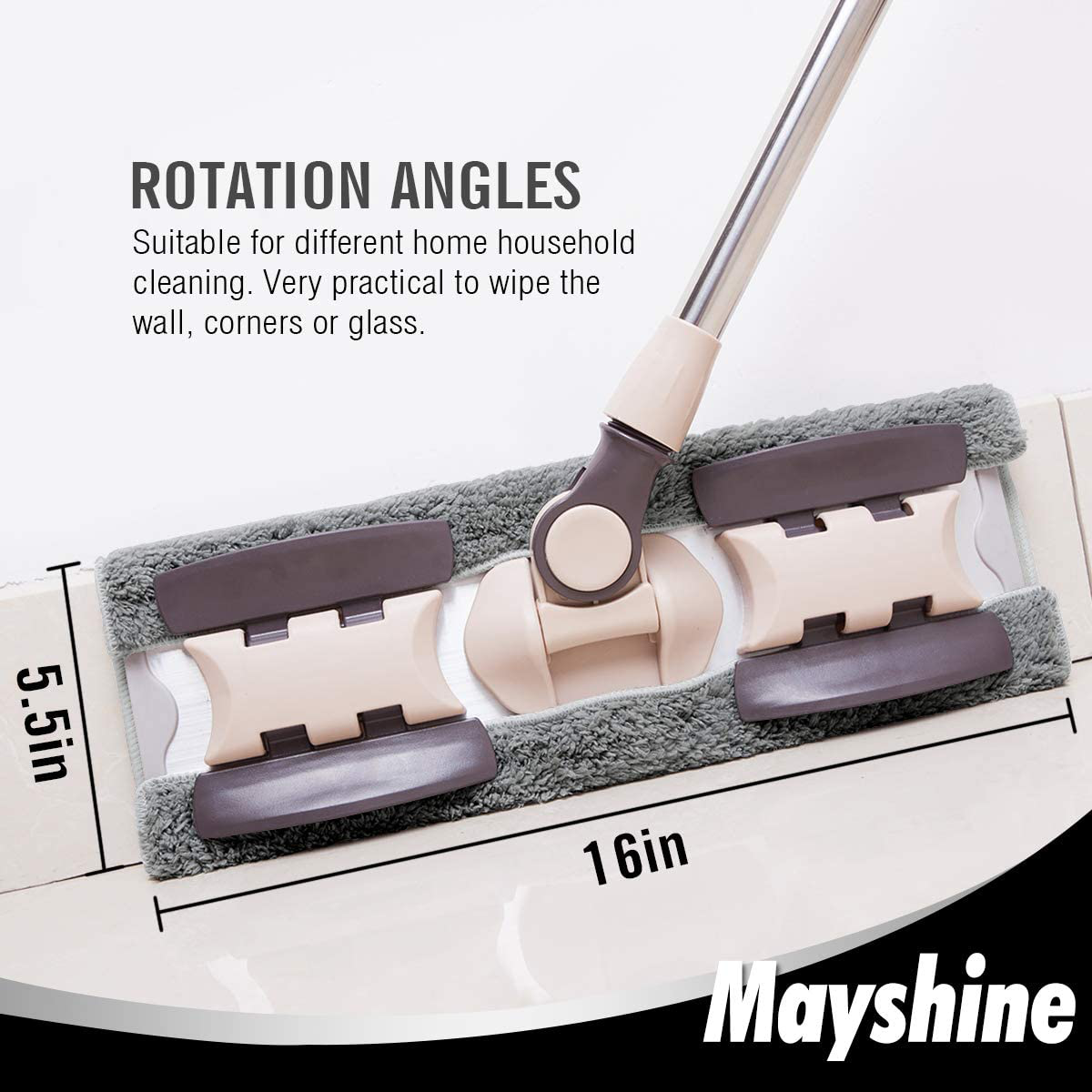 MAYSHINE Microfiber Hardwood Floor Mop - 5 Washable & Reusable Flat Mops Cloths/Pads, for Wet or Dry Floor Cleaning