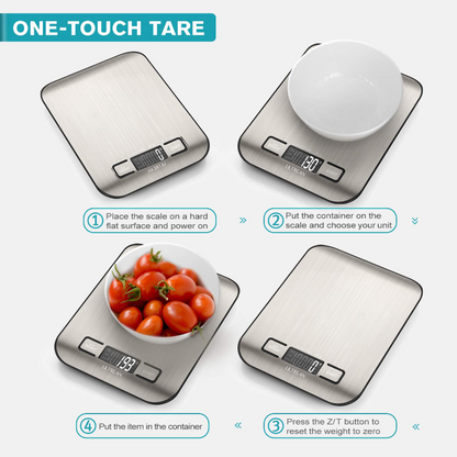 High Precision 5 Unit Stainless Steel Digital Kitchen Scale with Free Batteries