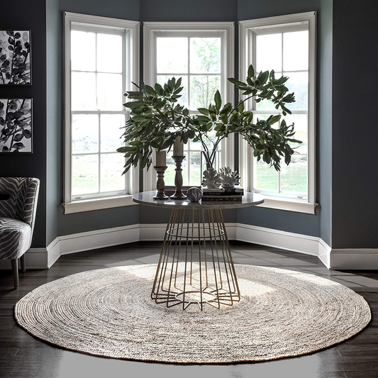 nuLOOM Rigo Hand Woven Farmhouse Jute Area Rug, 3' Round, Natural