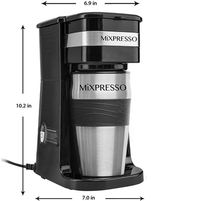 Mixpresso 2-In-1 Single Cup Coffee Maker & 14oz Travel Mug