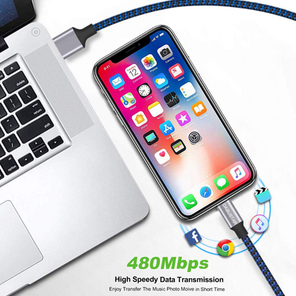 3 Pack 6FT Nylon Braided Lightening Charging Cables 