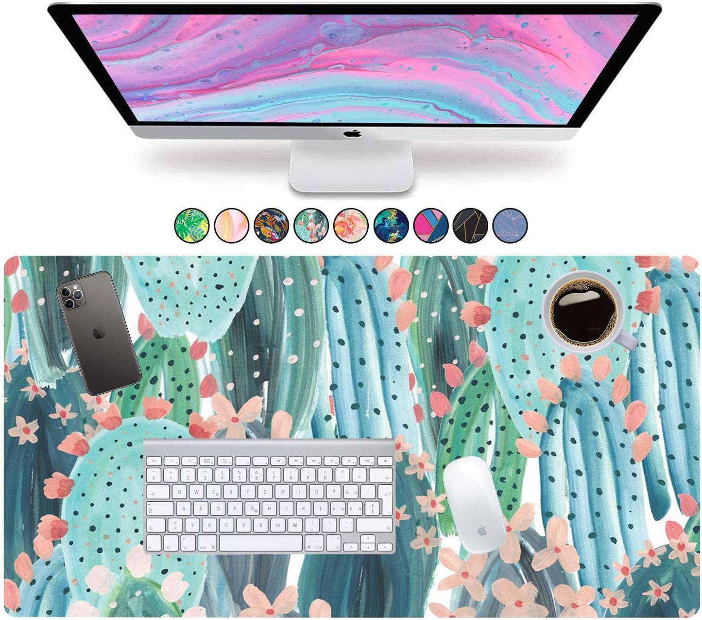 French Koko Large Mouse Pad, Desk Mat, Keyboard Pad, Desktop Home Office School Essentials College Cute Decor Big Extended Laptop Protector Computer Accessories Pretty Mousepad Women Girls XL