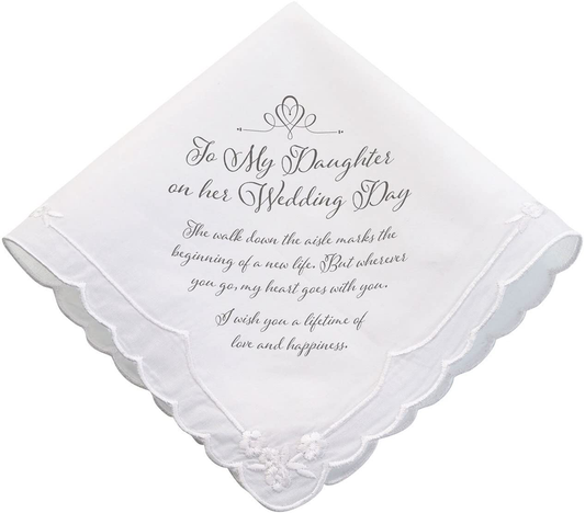 Lillian Rose Daughter Verse Wedding Gift Keepsake Hankie, 6.5", Multi-Colour