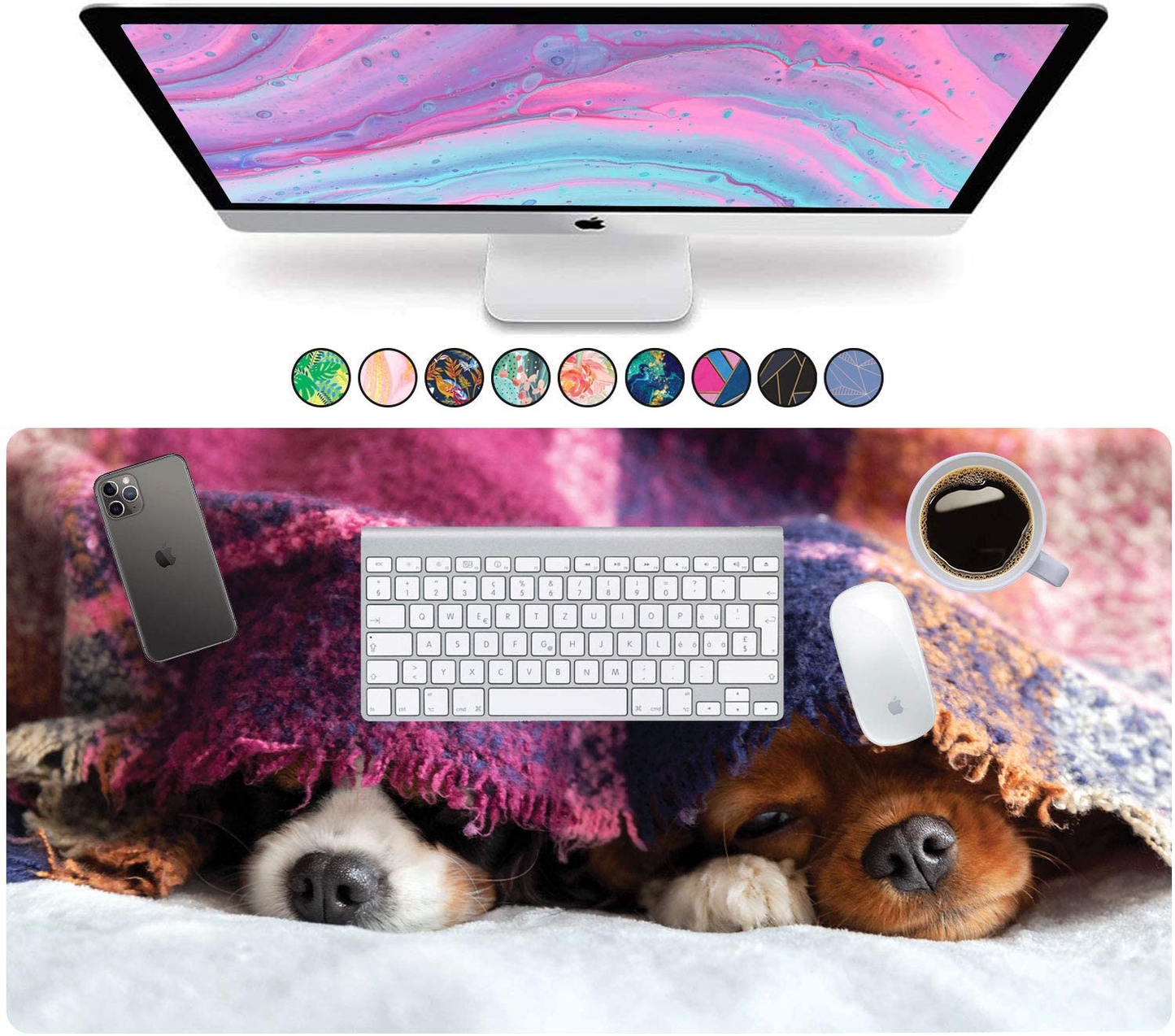 French Koko Large Mouse Pad, Desk Mat, Keyboard Pad, Desktop Home Office School Essentials College Cute Decor Big Extended Laptop Protector Computer Accessories Pretty Mousepad Women Girls XL