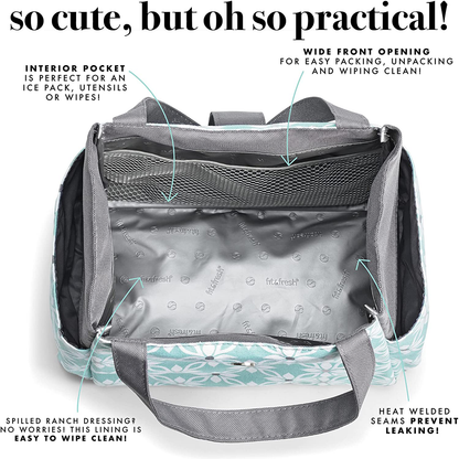 Fit + Fresh Westport Insulated Soft Liner Lunch Bag Kit, Classic Navy Dot