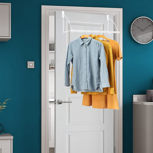 Over The Door Closet Valet- Over The Door Clothes Organizer Rack and Door Hanger for Clothing or Towel, Home and Dorm Room Storage and Organization - Fits Doors up Till 1¾” Thick(White)