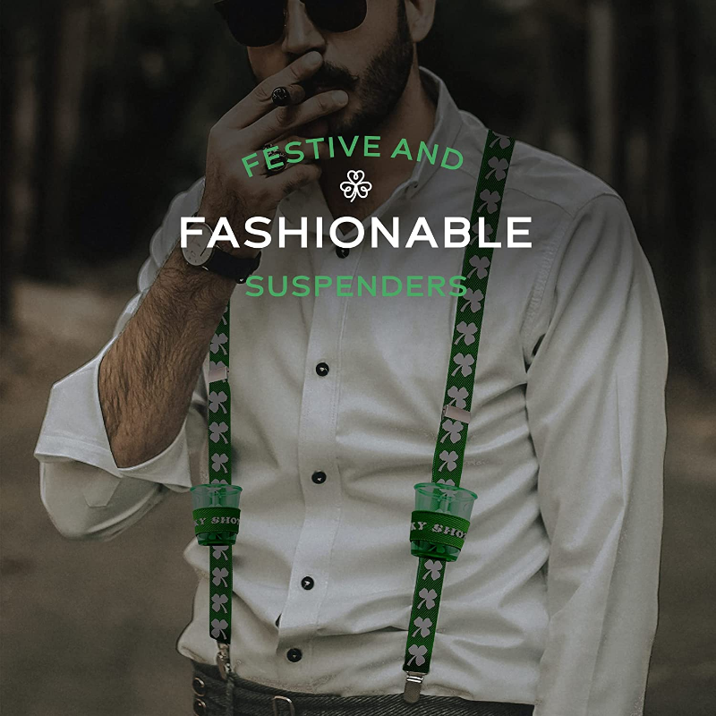 St Patricks Day Suspenders - Men's Suspenders with Clips - Many Colors to Choose From