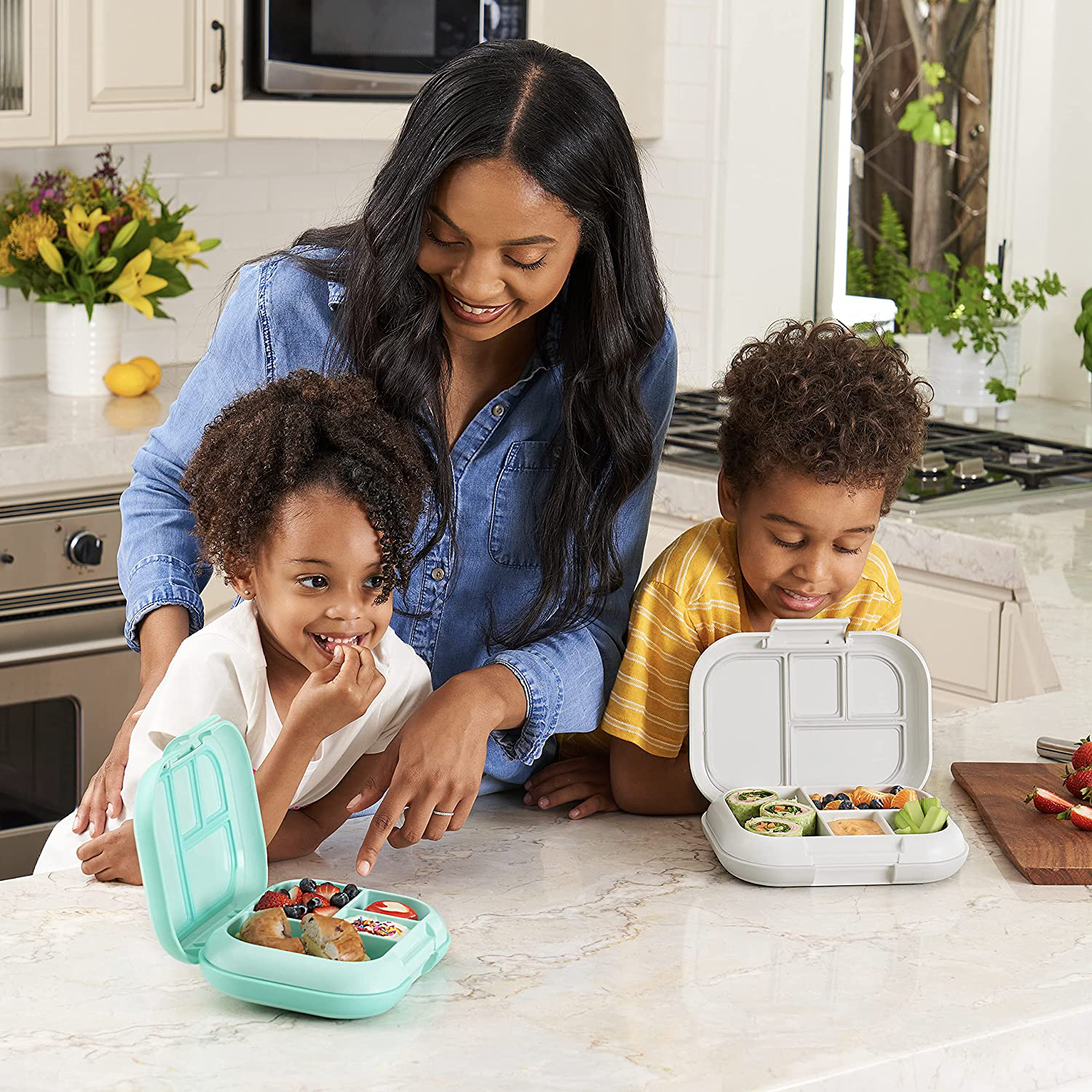Bentgo Kids Chill Lunch Box - Bento-Style Lunch Solution with 4 Compartments and Removable Ice Pack for Meals and Snacks On-the-Go - Leak-Proof, Dishwasher Safe, BPA-Free (Gray)