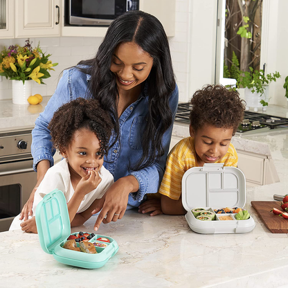 Bentgo Kids Chill Lunch Box - Bento-Style Lunch Solution with 4 Compartments and Removable Ice Pack for Meals and Snacks On-the-Go - Leak-Proof, Dishwasher Safe, BPA-Free (Gray)