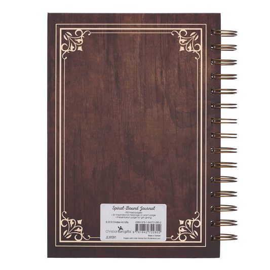 Christian Art Gifts Large Hardcover Notebook/Journal | Man of God – 1 Timothy 6:11 Bible Verse | Names of God Brown Inspirational Wire Bound Spiral Notebook w/192 Lined Pages, 6” x 8.25”
