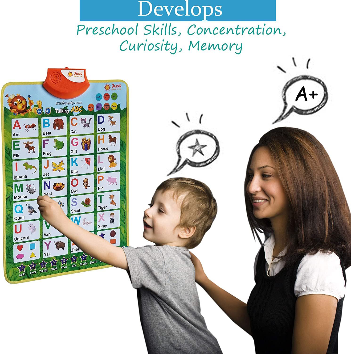 Just Smarty Interactive Alphabet Learning Poster | Toddler Toys | Toddler Toys Age 2-4 | Boys Toys | Kids Toys 2 3 4 5 | Toys for 2 Year Old Boy | Toys for 3 Year Old Boys | Toys for 2 Year Old Girls