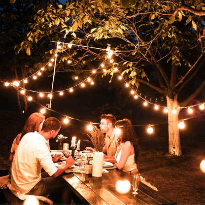 25Ft Waterproof Globe Patio Hanging Lights With 27 Edison Clear Bulbs