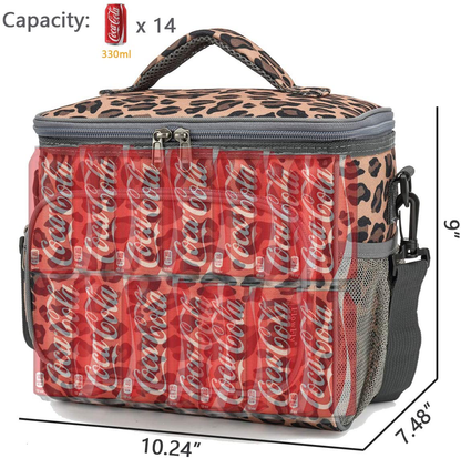 FlowFly Insulated Reusable Lunch Bag Adult Large Lunch Box for Women and Men with Adjustable Shoulder Strap,Front Zipper Pocket and Dual Large Mesh Side Pockets, Grey