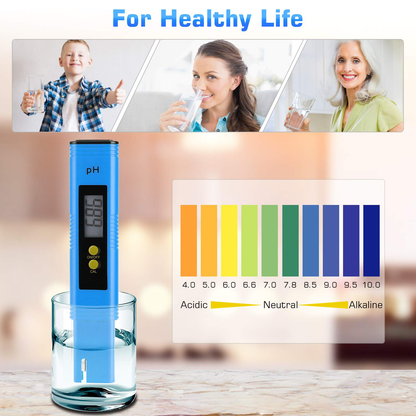PH Meter for Water Hydroponics Digital PH Tester Pen 0.01 High Accuracy Pocket Size with 0-14 PH Measurement Range for Household Drinking, Pool and Aquarium (Red)