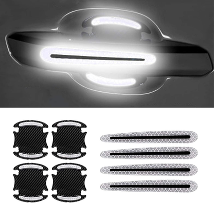 Car Outer Wrist Door Handle Reflective Stickers Universal Safety Reflective Warning Scratch Resistant Stickers 8PCS