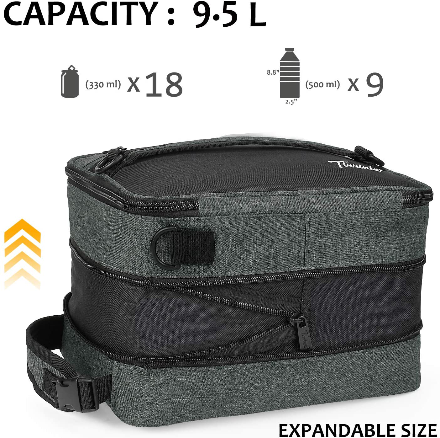 Expandable Insulated Lunch Bag, Leakproof Flat Lunch Cooler Tote with Shoulder Strap for Men and Women, Suitable for Work & Office, Red