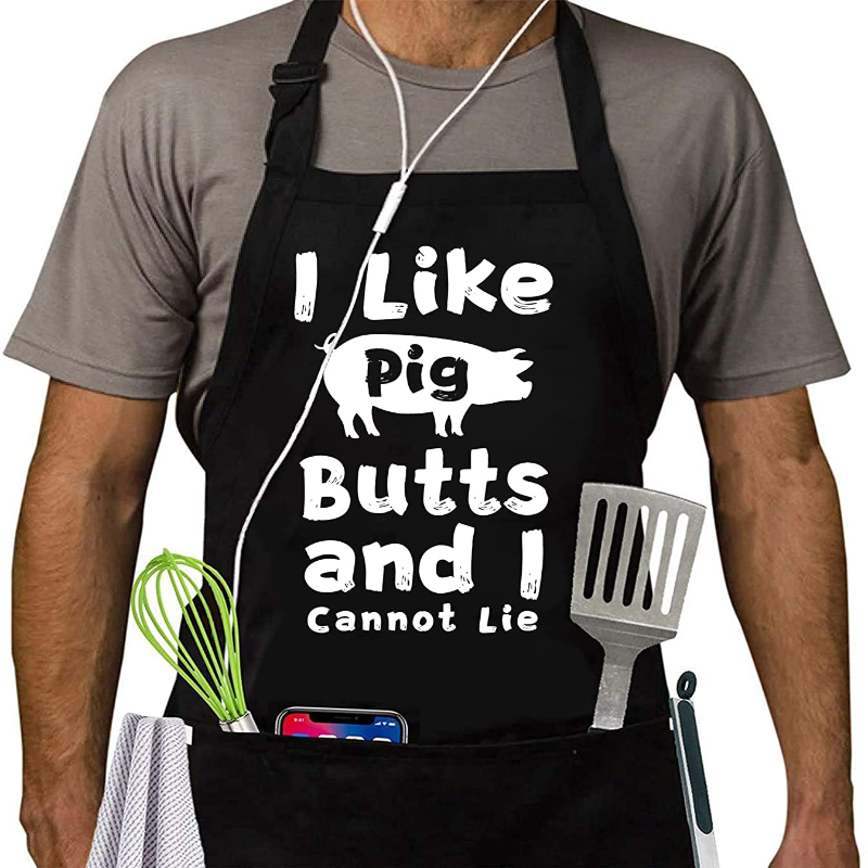Funny Black Chef Aprons - Adjustable with Pockets