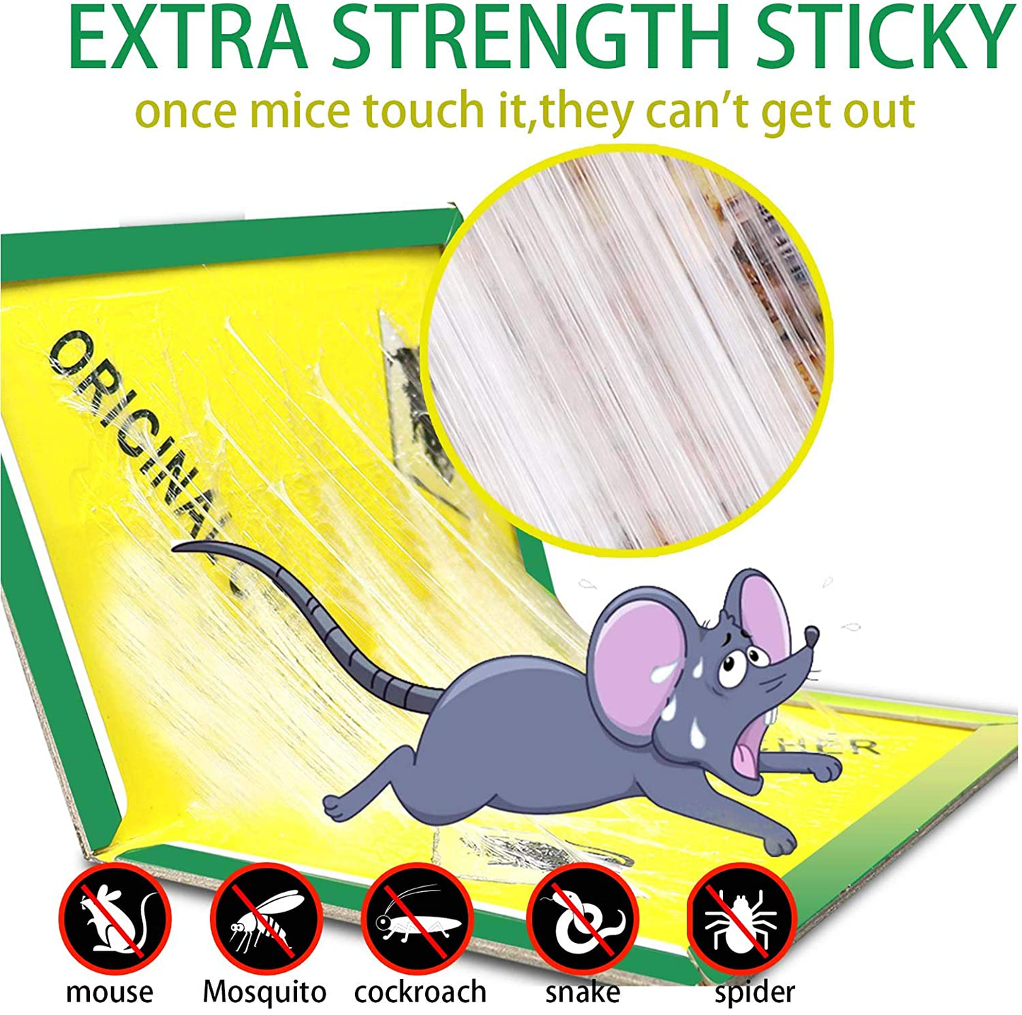 Ezoon 12 Pack Large Mouse Glue Traps with Enhanced Stickiness, Rat Mouse Traps, Snake Mouse Traps Sticky Pad Board for House Indoor Outdoor, Easy to Set, Extra Large (8.3" x 12")