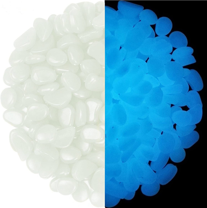chic style 300pcs Glow in The Dark Garden Pebbles, Gardening Luminous Glow Stones Outdoor Decor Glowing Water Fish Tank Gravel (Blue)