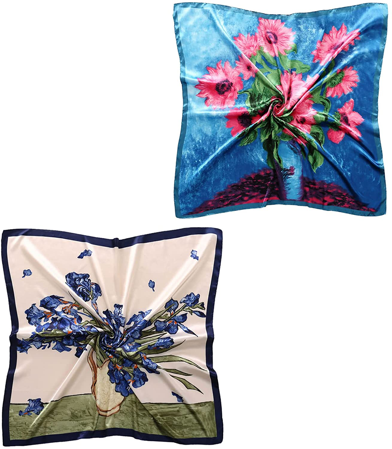 35" Square Silk Like Head Scarf - Women's Fashion Silk Feeling Scarf