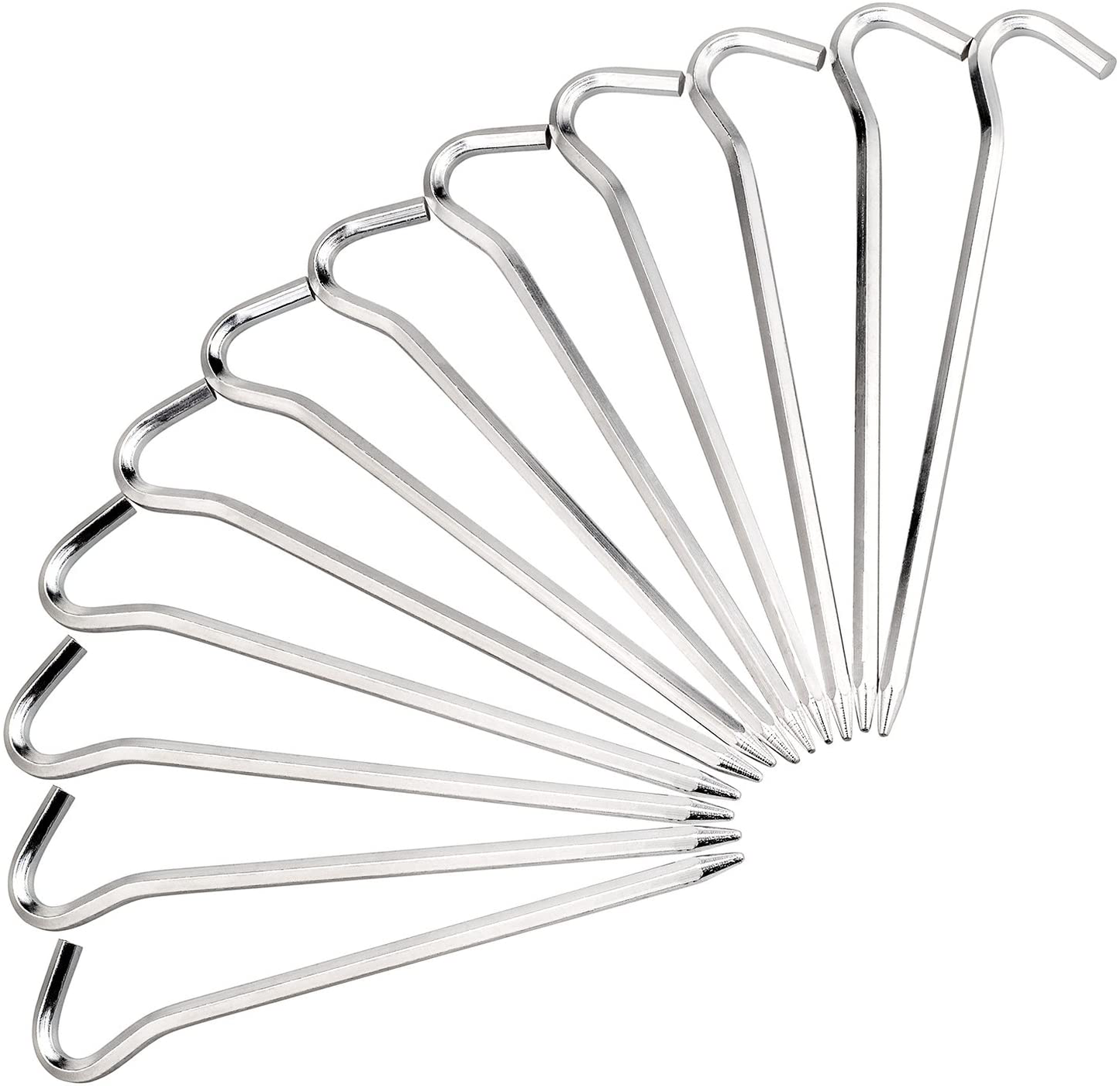 FANBX F Tent Pegs - 12Pcs Aluminium Tent Stakes Pegs with Hook - 7’’ Hexagon Rod Stakes Nail Spike Garden Stakes Camping Pegs for Pitching Camping Tent, Canopies