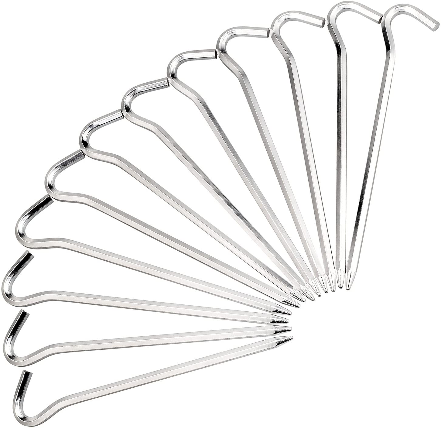 FANBX F Tent Pegs - 12Pcs Aluminium Tent Stakes Pegs with Hook - 7’’ Hexagon Rod Stakes Nail Spike Garden Stakes Camping Pegs for Pitching Camping Tent, Canopies