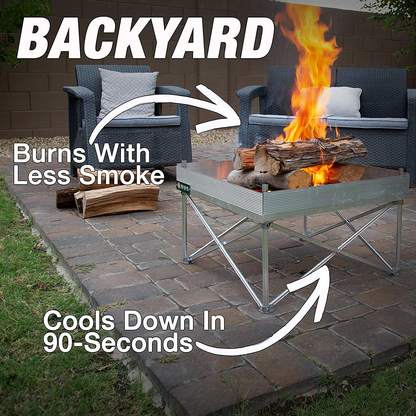 Pop-Up Fire Pit | Portable and Lightweight | Fullsize 24 Inch | Weighs 7 lbs. | Never Rust Fire Pit | Heat Shield NOT Included