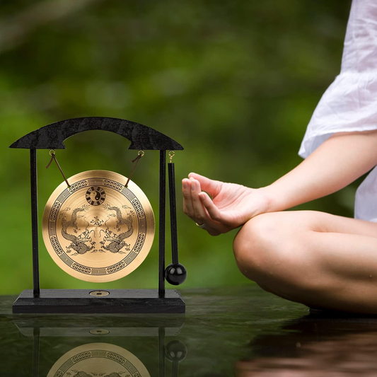 Brass Feng Shui Desktop Gong - Table Decor Collectible