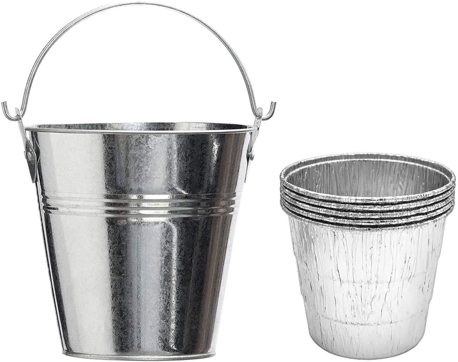 YAOAWE Grill Drip Grease Bucket & 5 Pack Foil Liners Compatible with Traeger Wood Pellet Grills HDW152 & Oklahoma Joe's & Z Grill BBQ Smokers Accessories