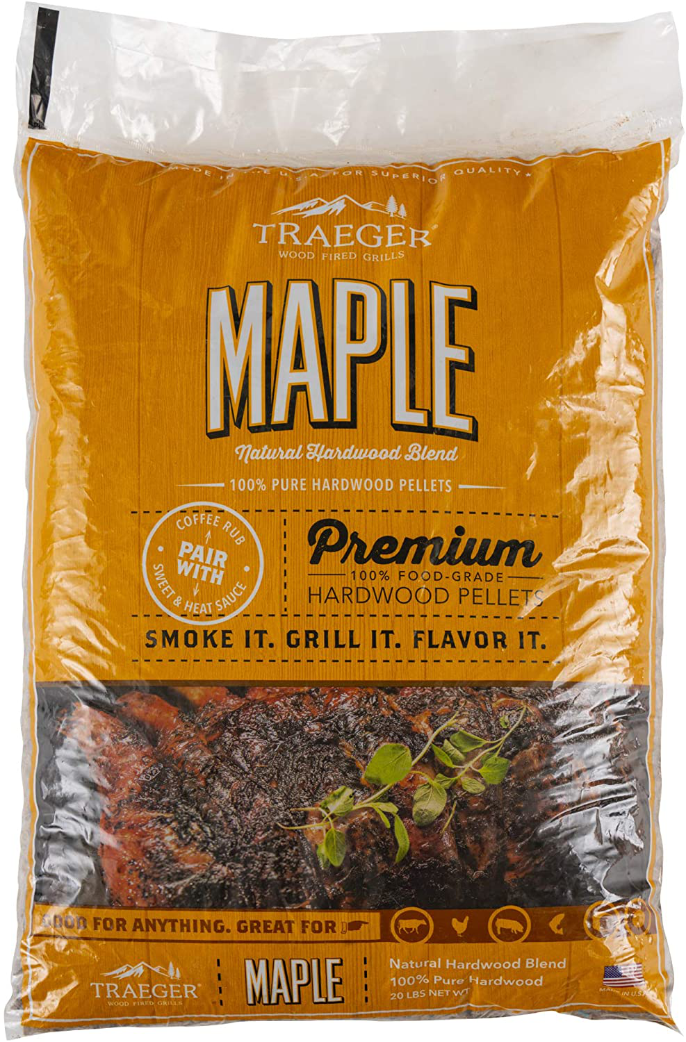 Traeger Grills PEL307 Alder 100% All-Natural Hardwood Pellets Grill, Smoke, Bake, Roast, Braise and BBQ, 20 lb. Bag