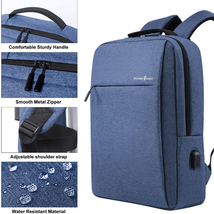 Laptop Backpack 15.6 Inch, Business Slim Durable Travel Water Resistant with USB Charging Port