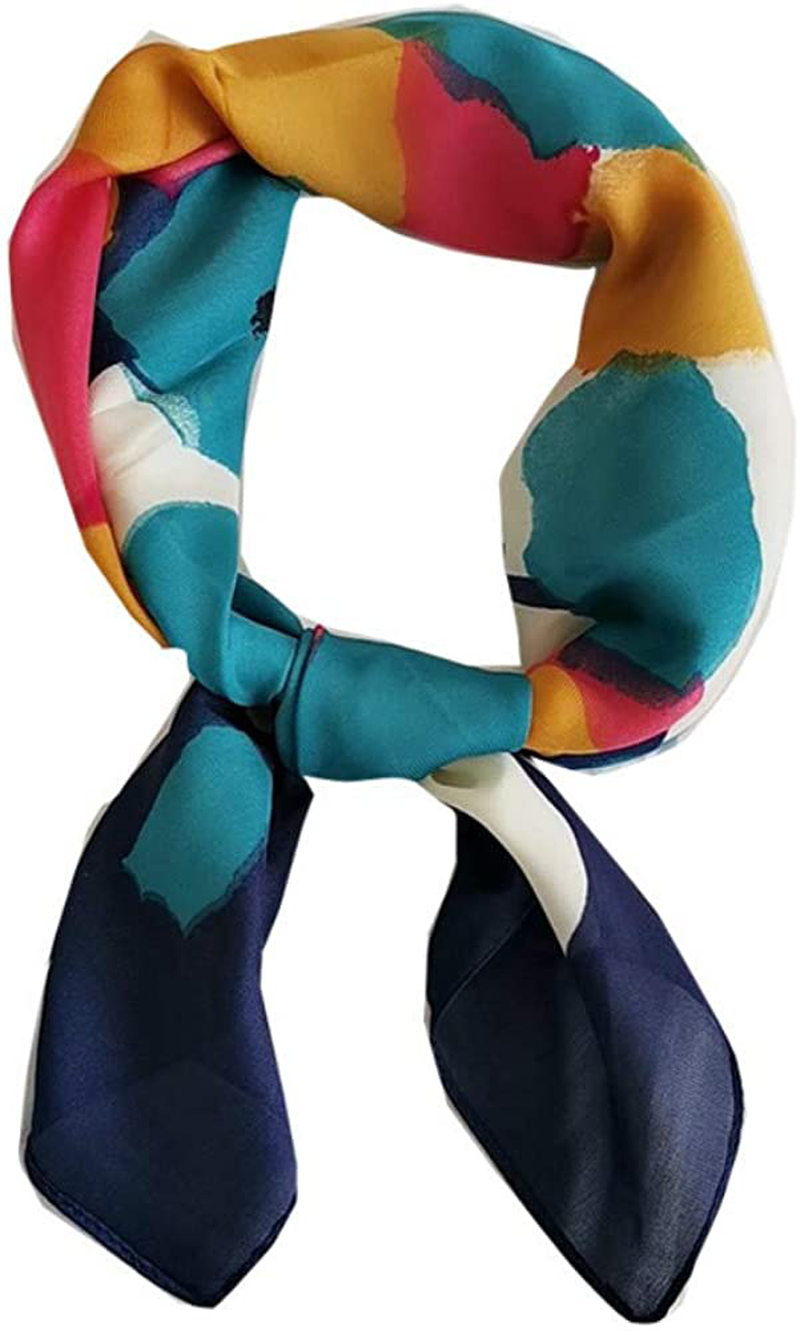 FONYVE Silk Feeling Scarf Medium Square Satin Head Scarf for Women 27.5 × 27.5 inches