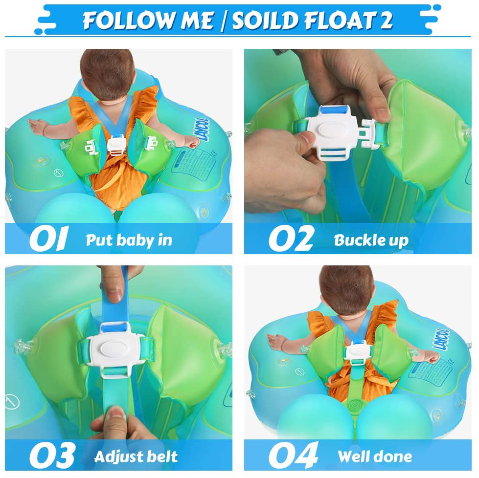 LAYCOL Baby Swimming Pool Float with Removable UPF 50+ UV Sun Protection Canopy,Toddler Inflatable Pool Float for Age of 3-36 Months,Swimming Trainer (Blue, S)