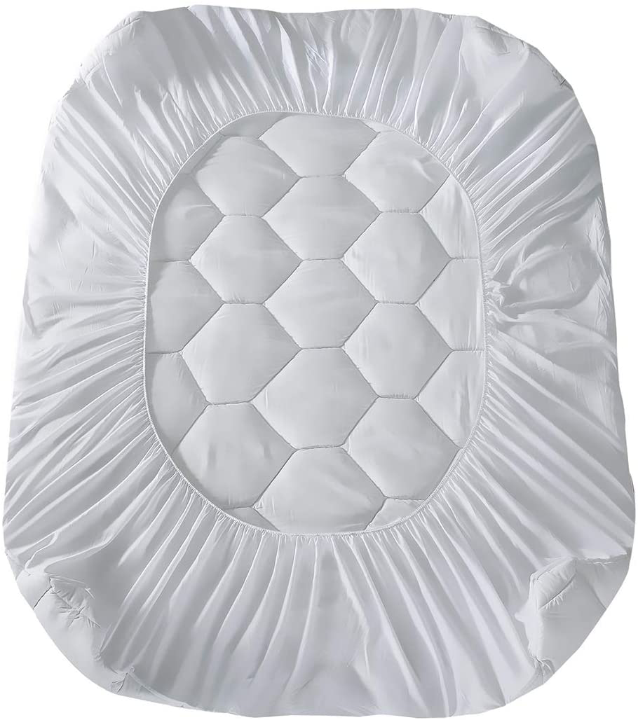 Twin Mattress Pad, 8-21" Deep Pocket Protector Ultra Soft Quilted Fitted Topper Cover Breathable Fit for Dorm Home Hotel -White