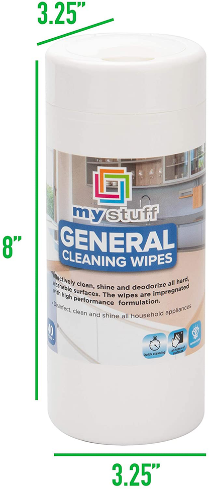 My Stuff All-Purpose Interior Wipes, Cleansing Cloths for Home, Office Surfaces, Dusting Sheets, Fresh Lemon Scent, 40-ct.