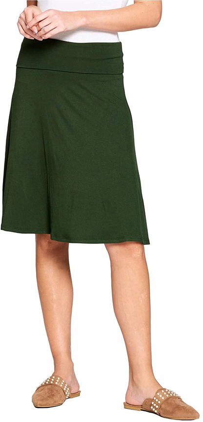 Popana Womens Casual Knee Length A-Line Stretch Midi Skirt Plus Size Made in USA