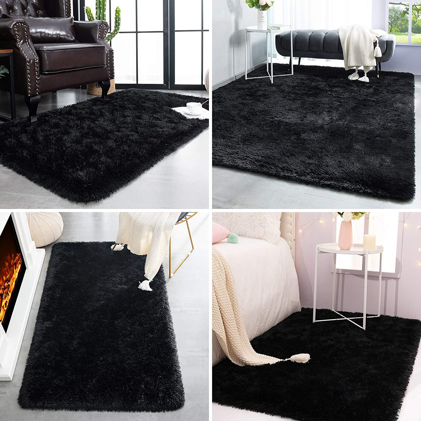 TWINNIS Super Soft Shaggy Rugs Fluffy Carpets, 5x8 Feet, Indoor Modern Plush Area Rugs for Living Room Bedroom Kids Room Nursery Home Decor, Upgrade Anti-Skid Durable Rectangular Fuzzy Rug, Grey