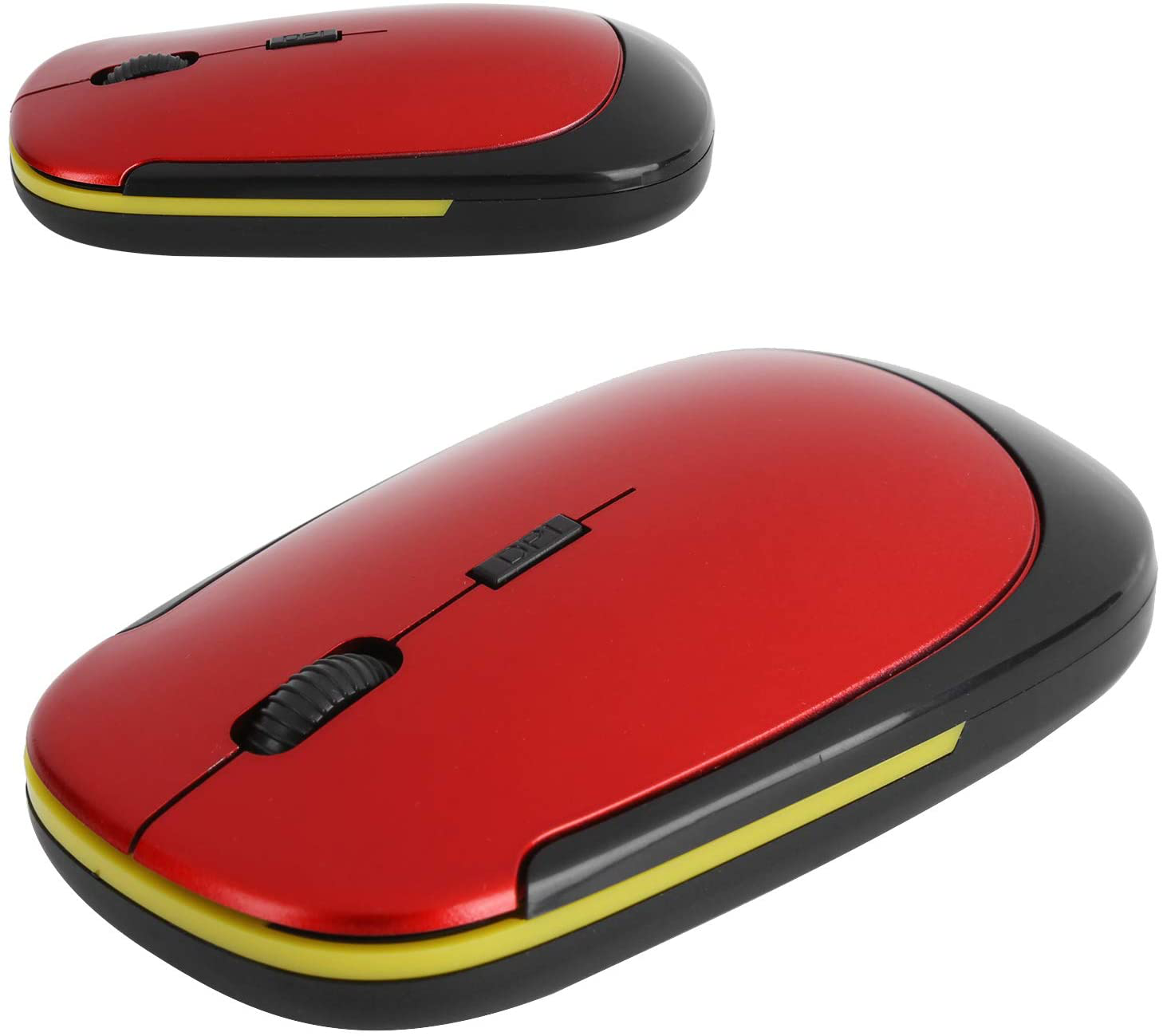 Wireless Mouse 2.4G Wreless Frequency Hopping Adjustable Optical USB Receiver Notebook Computer Accessories 1600dpi Silent Micro Motion Design Lightweight and Portable(Red)