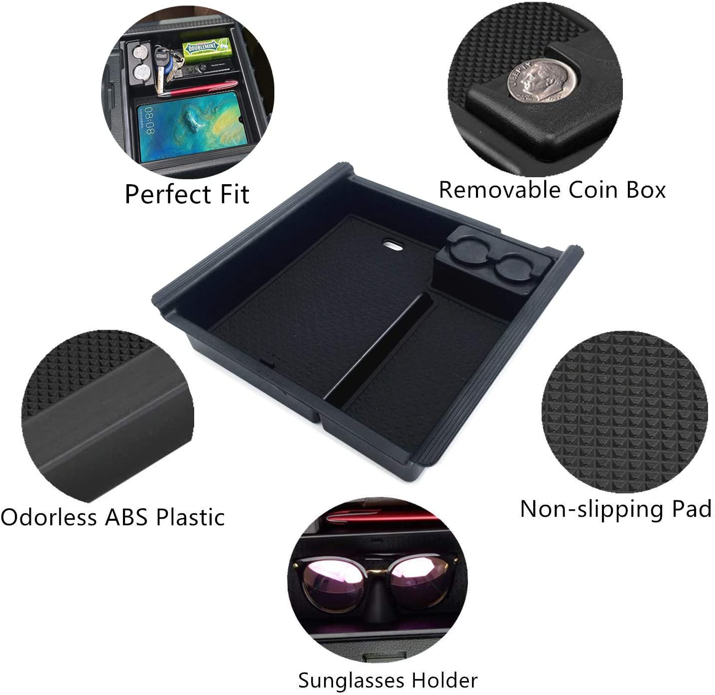  Accessories Center Console Tray Organizer Armrest Box Secondary Storage Compatible with Toyota Tacoma Fits for 2021 2020 2019 2018 2017 2016 Tacoma