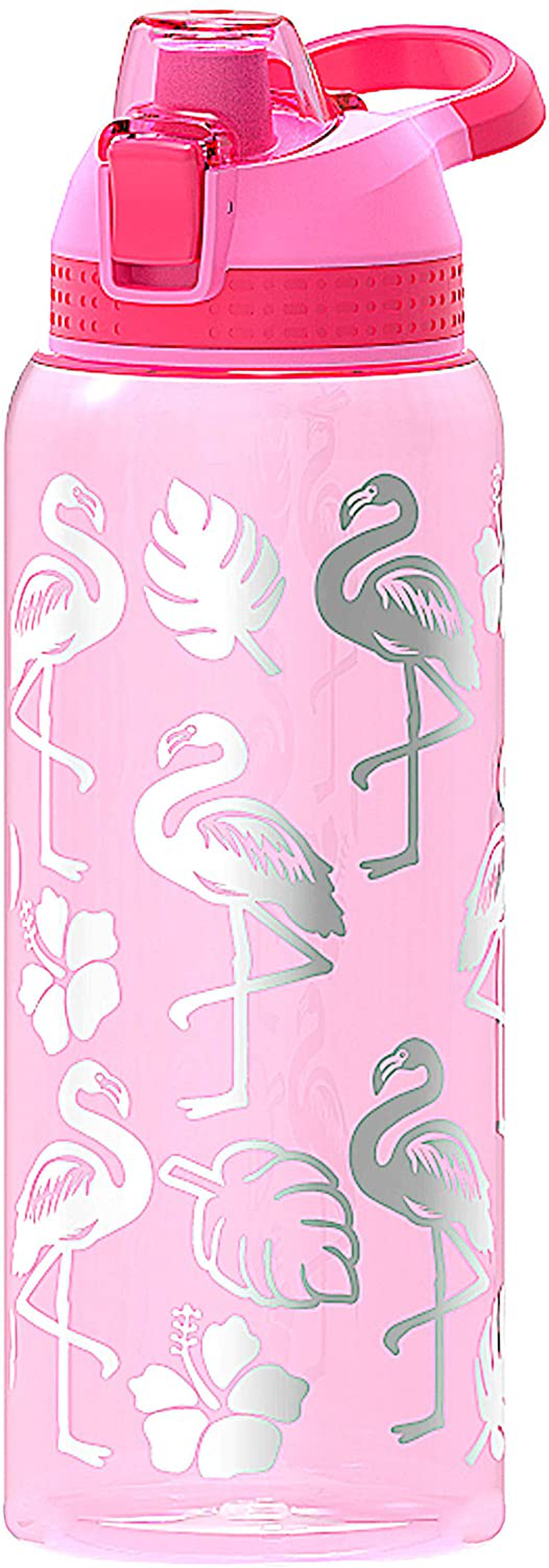 Glitter Water Bottle for Women Teen Girls, BPA FREE Tritan & Leak Proof One Click Open Flip Top & Easy Clean & Soft Carry Handle