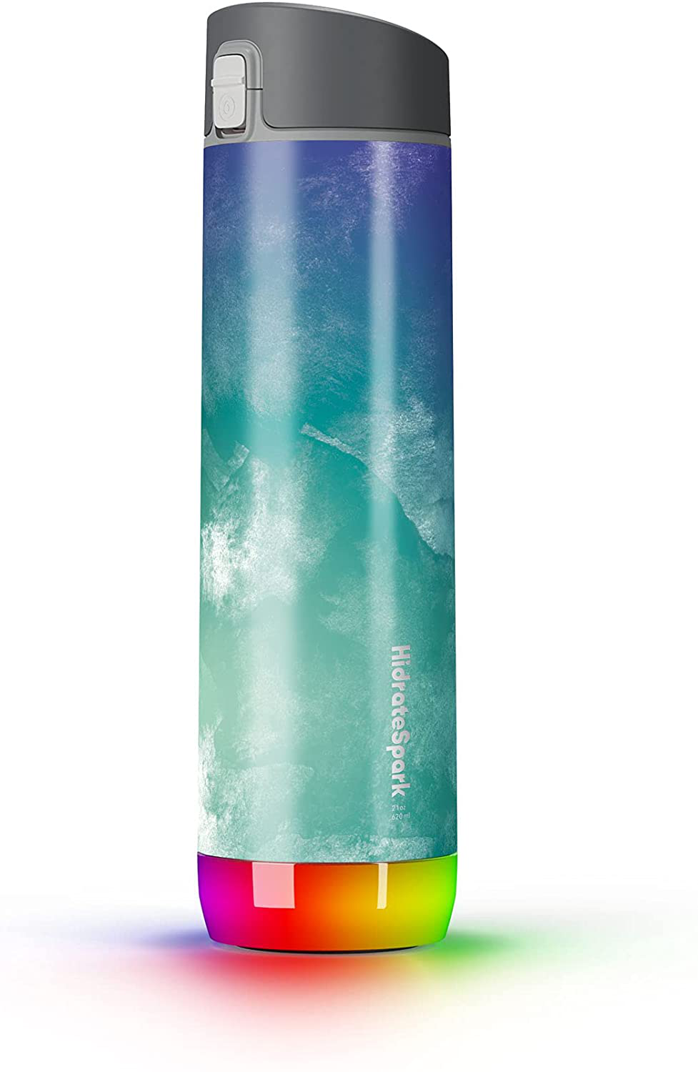 HidrateSpark STEEL Smart Water Bottle, Tracks Water Intake & Glows to Remind You to Stay Hydrated - Chug Lid