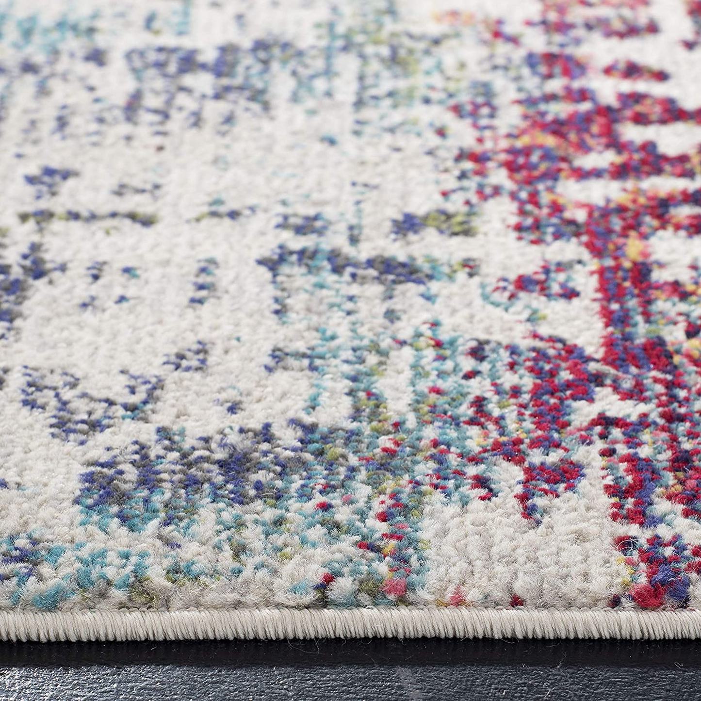 Safavieh Madison Collection MAD469B Modern Abstract Non-Shedding Stain Resistant Living Room Bedroom Runner, 2'2" x 10' , Cream / Blue