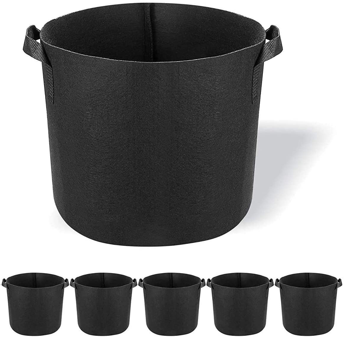 5 Pack Grow Bags Heavy Duty Thickened Non-Woven Aeration Fabric Pots with Strap Handles