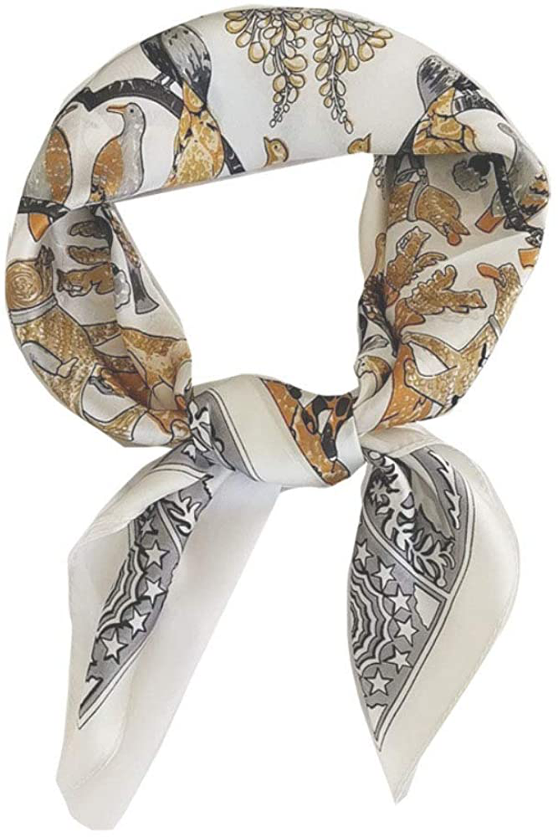 FONYVE Silk Feeling Scarf Medium Square Satin Head Scarf for Women 27.5 × 27.5 inches