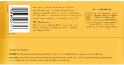 Burt's Bees Baby Chlorine-Free Wipes, 72 Count (Pack of 1) - Packaging May Vary