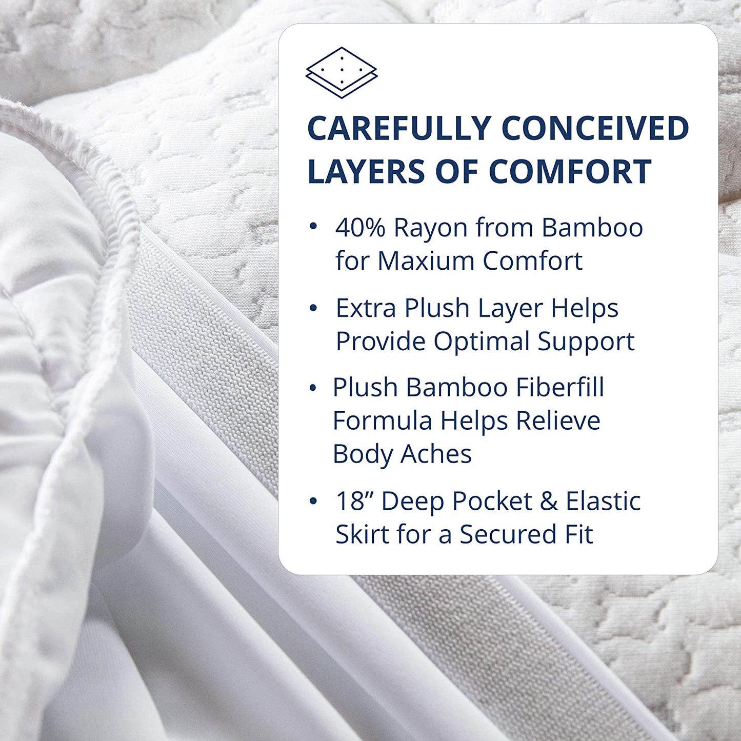ViscoSoft Bamboo Mattress Pad Cal King - Extra Plush Pillowtop Mattress Topper - 18” Deep Pockets
