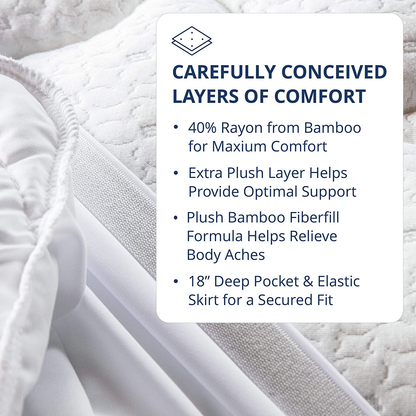ViscoSoft Bamboo Mattress Pad Cal King - Extra Plush Pillowtop Mattress Topper - 18” Deep Pockets