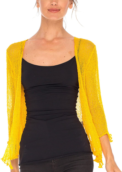 SHU-SHI Womens Sheer Shrug Tie Top Open Front Cardigan Lightweight Knit