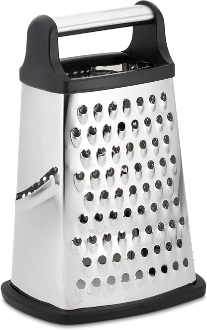 Spring Chef Professional Box Grater, Stainless Steel with 4 Sides, Best for Parmesan Cheese, Vegetables, Ginger, XL Size, Red